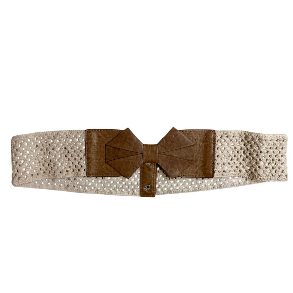 Y2K Style Cottage Core Millennial Faux Leather Stretchy Waist Belt W/ Bow XL